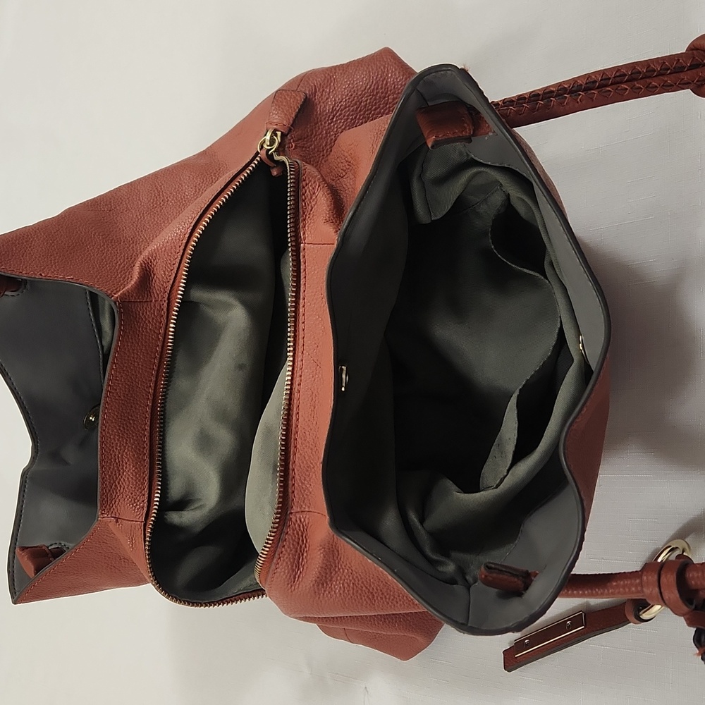 Vince Camuto Brown Orange Leather Hobo Bag. - Picture 4 of 11